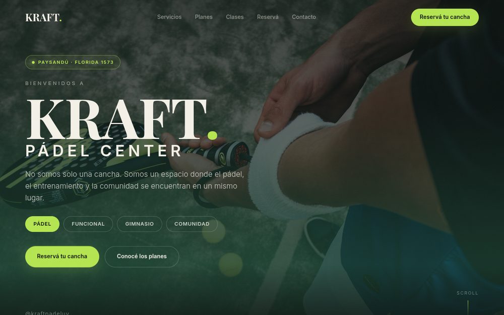 Preview del sitio de Kraft Pádel