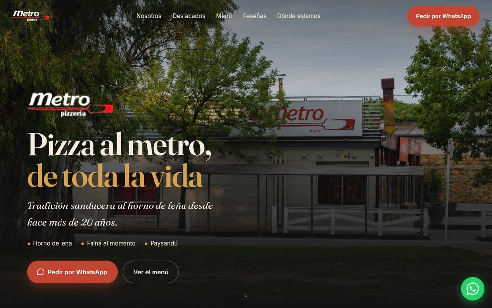 Preview del sitio de Metro Pizzería
